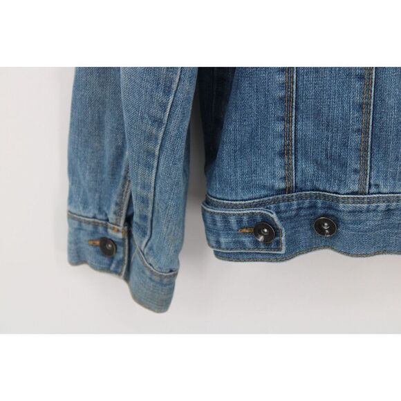 Dravus Denim Jeans Jacket Sherpa Collar Native Pattern Lining Size Large - Picture 8 of 10